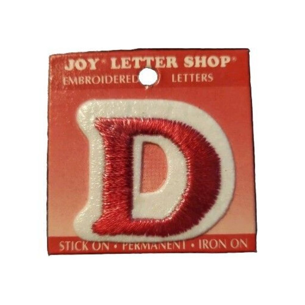 Joy Letter Shop Red D 1.5” Iron Stick On Embroidered Patch Appliqué Crafting